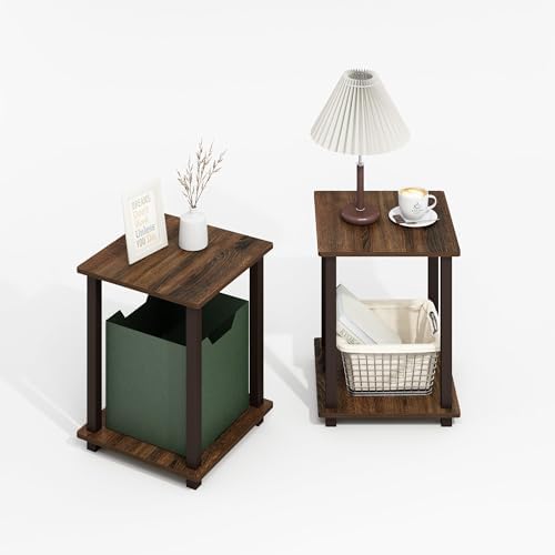 Furinno Simplistic Set of 2 Toolless Living Room Table Set, Black Walnut - Image 5