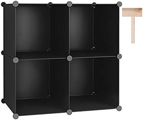 C&AHOME Plastic Cube Storage Organizer, 4-Cube Shelves Units, Black by CAHOME
