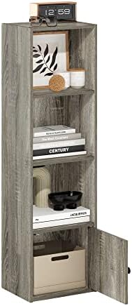 Furinno Luder Shelf Bookcase with 1 Door Storage Cabinet, French Oak by Furinno-FitsYourSpaceFitsYourBudget