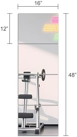 Full Length Mirror Tiles, 16" x 12" x 4PCS Home Gym Mirror for Wall, Glass - Image 3