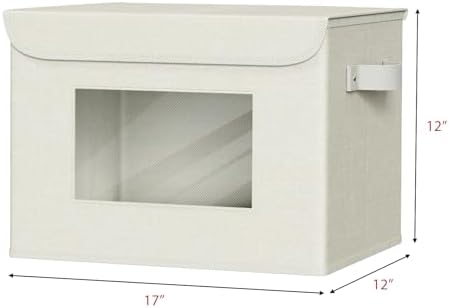 Univivi Fabric Storage Bins with Lids for Clothes 4 Pack, Beige Linen - Image 2
