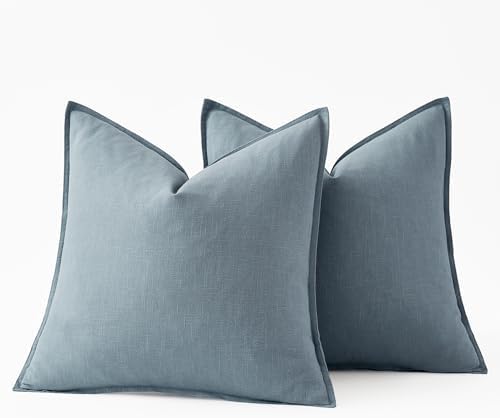 MIULEE Decorative Linen Pillow Covers 18x18 Inch Blue Grey - Image 6