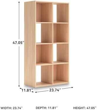 Signature Design by Ashley 8 Cube Storage Organizer Bookshelf, Light Brown - Image 3