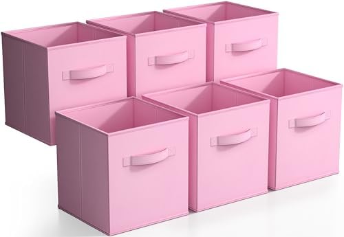 Sorbus Fabric Storage Cubes, 6-Pack Foldable Bins (11 Inch, Pastel Pink) by Sorbus