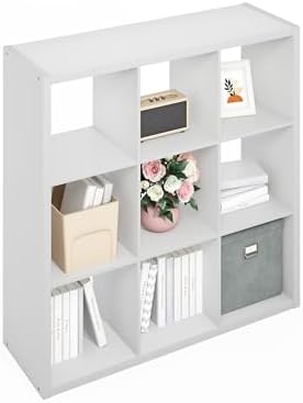 Furinno Simple 9-Cube Storage Organizer, Display Shelf, White by Furinno-FitsYourSpaceFitsYourBudget