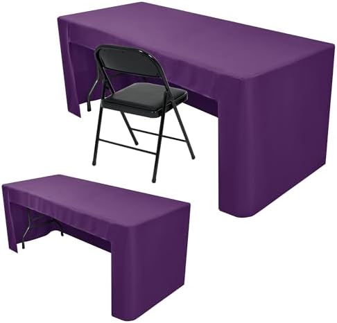 Nasitos 2 Pack 8' Fitted Table Cloth for Rectangular Table Purple Trade Show Table Covers-Open Back Valentines Tablecloth Washable and Wrinkle Resistant Table Cloth, Parties, Buffet, Baby Shower by Nasitoshomedecor