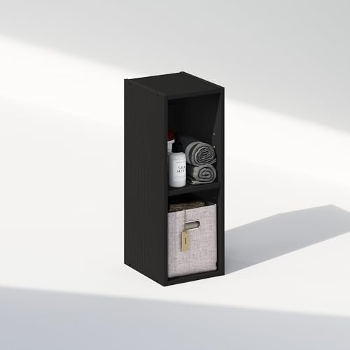 Furinno Reed 2-Tier Closet Organizers and Storage, Closet Organizer, Open Shelf Closet Storage, for Wardrobe, Bedroom, Living Room, 8-Inch Width, Blackwood - Image 5