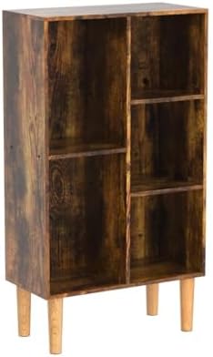 LEYAOYAO 5 Cube Bookshelf, Mid-Century Modern Book Shelf with Legs, Brown - Image 4
