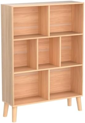 LEYAOYAO Cube Book Shelf, Mid-Century Modern Bookshelf with Legs, Natural - Image 5