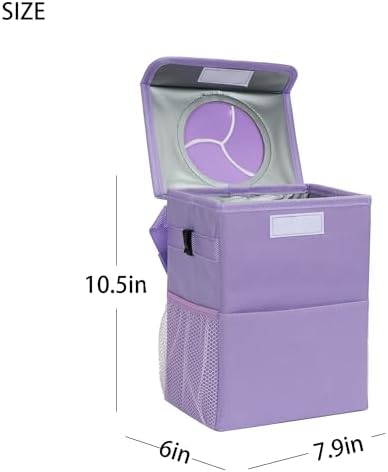 AOKJOY Car Garbage can with lid Leak Proof Vehicle Trash Can 3 Storage Pockets Hanging Waterproof car Trash Bag for SUV Purple - Image 3