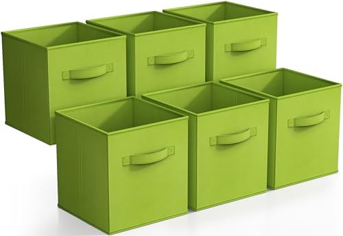 Sorbus Fabric Storage Cubes, 6-Pack Foldable Bins (11 Inch, Green) by Sorbus