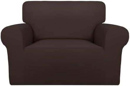 PureFit Super Stretch Sofa Slipcover – Spandex Non Slip Soft Couch Sofa Cover, Washable Furniture Protector with Non Skid Foam and Elastic Bottom for Kids, Pets (Oversized, Chocolate) by PureFit