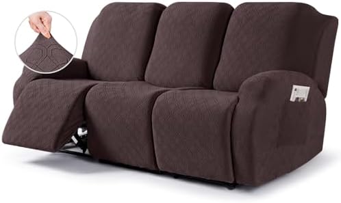 VANSOFY Stretch Recliner Couch Cover, Slipcover, Dark Coffee, 3 Seater by VANSOFYFURNITURECOVERS