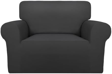 PureFit Super Stretch Sofa Slipcover – Spandex Non Slip Soft Couch Sofa Cover, Washable Furniture Protector with Non Skid Foam and Elastic Bottom for Kids, Pets (Oversized, Dark Gray) by PureFit