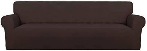 PureFit Stretch Couch Covers for Sofa 4 Seater Slipcovers Chocolate by PureFit