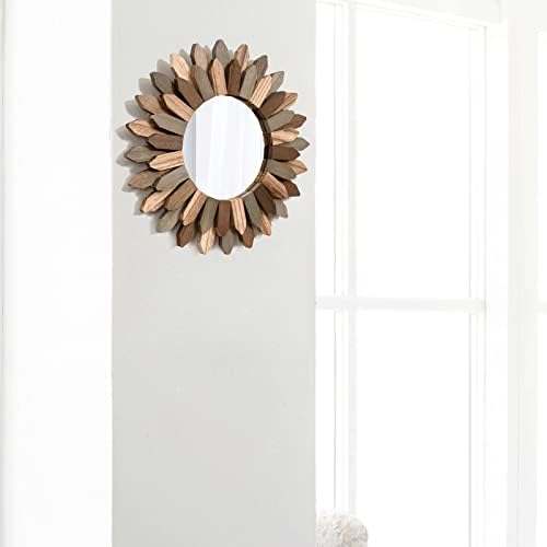 Honiway Boho Wall Decor 12 inch Decorative Mirror with Rustic Wood Sunburst Frame, Perfect for Bedroom, Living Room, Bathroom, Kitchen - Image 4