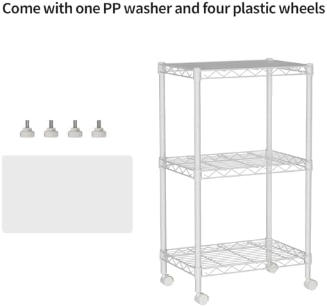 Golpart Small Shelves Storage Wire Metal Adjustable Shelf Unit with Wheels - Image 4