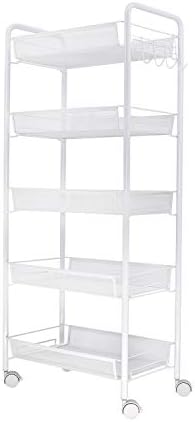 JANE EYRE 5-Tier Rolling Utility Storage Rack Cart on Wheels, Trolley Craft cart, Multi-Purpose Organizer Shelf, White by JANEEYRE