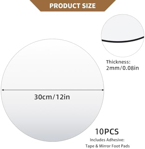 12" Round Mirror Centerpieces for Tables Decorations, 10 Pack Acrylic Circle Mirror Tray Candle Plate 2mm Thickness Mirror Centerpiece Table Decorations for Wedding Decorations Party, Wall Decor - Image 3