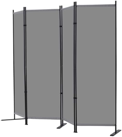 RANTILA 4 Panel Room Divider, 6 FT Folding Privacy Screen with Wide Feet, Freestanding Partition for Room Separation, Portable Room Divider Panel, 89" W x 71" H, Grey - Image 2