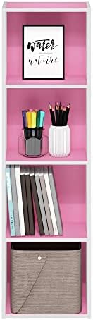 Furinno PASIR Book Shelf, 4-Tier Modern Bookshelf, Open Shelves Bookcase 9 x 12 x 42, Easy Assembly, for Living Room, Bedroom, Home Office, Pink/White - Image 6