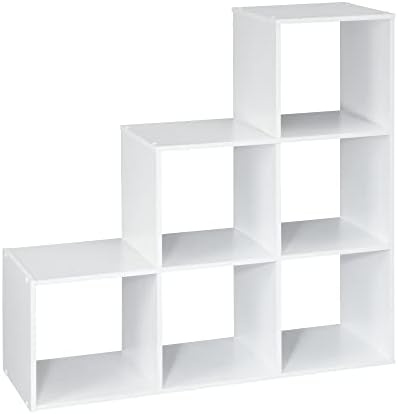 ClosetMaid Cubeicals 3-2-1 Cube Storage Shelf Organizer Bookshelf, 3 Tier, Steps, Corner Unit, Easy Assembly, Wood, White Finish by Unknown