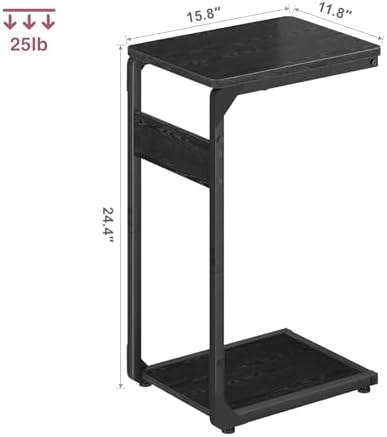 Wood Pedestal Small Sofa Side Table for Couch, C Shaped End Table ET-YB-BK1 - Image 2
