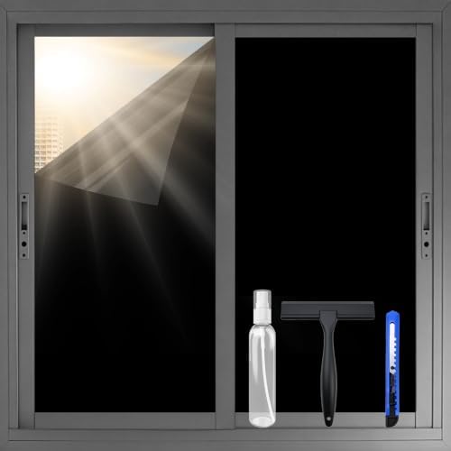 XIAWEI Blackout Window Privacy Film with Tools, 23.6In×6.5Ft, Total Black by xiawei