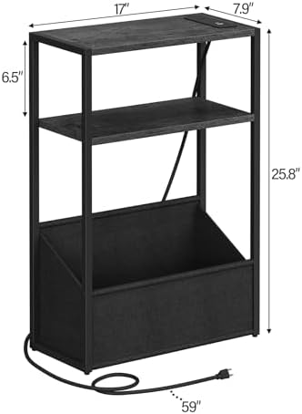 TUTOTAK Narrow Side Tables with Charging Station, Slim End Tables Set of 2 - Image 3