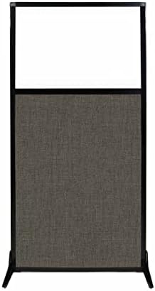 Versare Workstation Partition | Portable Wall Divider | Modern Office Cubicle | Free Standing Privacy Screen | Flexible Work Space | 33" x 70" W/Window, Mocha Fabric Panels by VERSARE