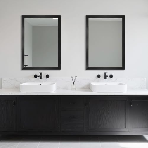 Bathroom Mirror for Over Sink 36x24 Inch Rectangular Wall Mirror, Black - Image 2