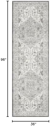 Madane Hallway Runner 3x8, Kitchen Rugs Washable Entry Rug, Ivory/Brown - Image 2