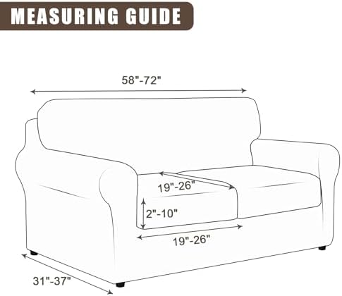 SearchI Stretch Sofa Cover Printed Couch Cover, Floral Pattern 3 Pieces Loveseat Slipcover with 2 Separate Cushion Cover, Washable Furniture Protector for Living Room(Loveseat, Brown Flowers) - Image 3