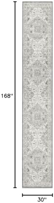 Madane Hallway Runner Rug 2'6''x14' Kitchen Runners Vintage, Ivory/Brown - Image 2
