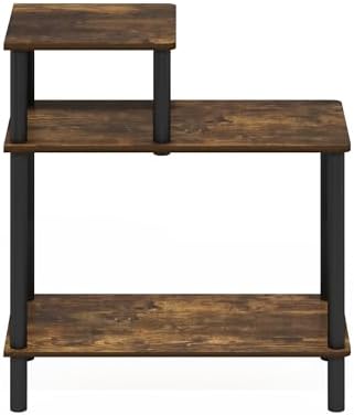 Furinno Turn-N-Tube Side Table, 3-Tier Rectangle Sofa End Table with Open Shelf, Toolless Assembly Night Stand, Bedside Table, for Living Room, Bedroom, Amber Oak - Image 6