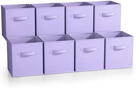 Sorbus Fabric Storage Cubes, 8 Pack, with Handles (11 Inch, Pastel Purple) by Sorbus