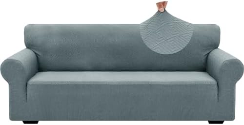 ZNSAYOTX 1 Piece Jacquard Couch Covers for 3 Cushion Couch Living Room High Stretch Sofa Cover Pets Dogs Friendly Anti Slip Thickened Slipcovers Furniture Protector (Large, New Pattern Light Grey) by ZNSAYOTX