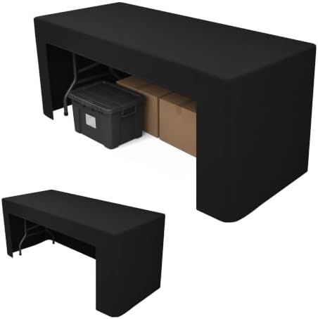 2 Pack Black Open Back Fitted Tablecloth Rectangle for 6ft Table by HOMEPEAK