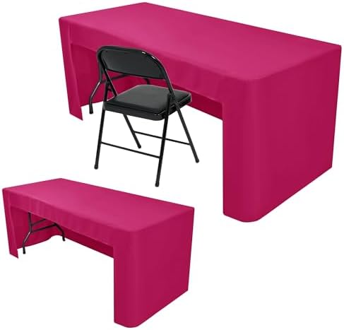 Nasitos 2 Pack Fuchsia Fitted Table Cloth for 4 Foot Tables-Tablecloth Open Back Fabric Washable and Wrinkle Resistant Table Covers for Rectangular Tables Birthday Parties, Baby Shower, Banquet by Nasitoshomedecor