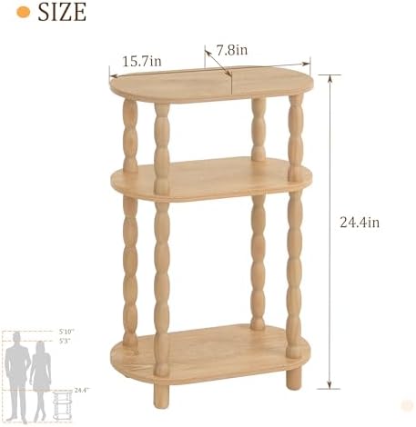 MaxSmeo Narrow Side Table, Small End Table with 3-Tier Open Shelf - Image 3