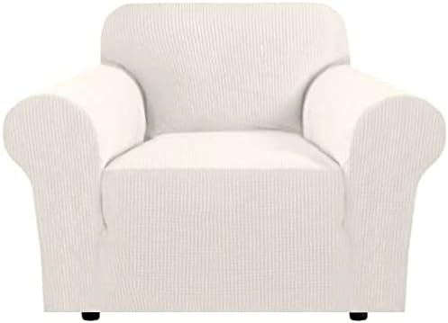 H.VERSAILTEX Armchair Cover Stretching Skid Resistance Couch Cover for Dogs Washable, Thick and Durable Soft High Spandex Jacquard Sofa Covers, Form Fitted Chair Slipcover(Armchair 31"-40", Ivory) by HVERSAILTEX