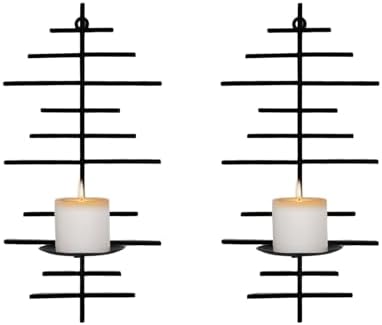 AIM & GGKK Wall Candle Sconce Set of 2,Black Wall Mounted Candle Holder for Home,Living Room, Dining Room,Rustic Farmhouse Boho Decoration - Image 6
