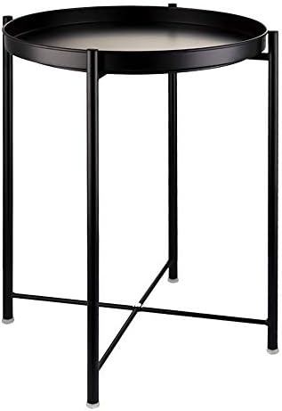 EKNITEY Small Side End Table - Metal Side Table with Removable Tray by EKNITEY