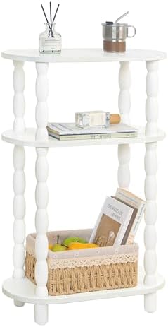 MaxSmeo Narrow Side Table, Small End Table with 3-Tier Open Shelf, White by MaxSmeo
