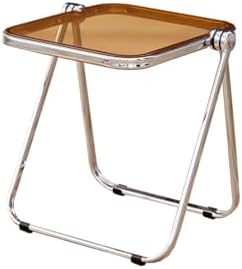 16.2"×14.1" Acrylic Folding Side Table, Portable Lightweight End Table, Sturdy Metal Frame and No Assembly Required, Space-Saving Design for Living Room, Bedroom and Small Room, Tawny by HYYTEIBL