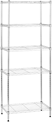Amazon Basics 5-Shelf Adjustable Storage Shelving Unit for Garage, Steel Wire Rack, 200 Pound Loading Capacity per Shelf, 23.2" x 13.4" x 60", Chrome Finish by AmazonBasics