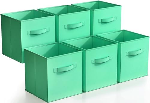Sorbus Fabric Storage Cubes, 6-Pack Foldable Bins (11 Inch, Teal) by Sorbus