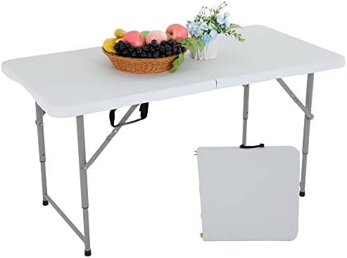 FDW | 4FT Folding Table | White | Portable Plastic Table by FDW