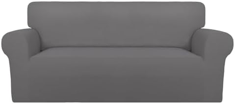 PureFit Super Stretch Sofa Slipcover – Spandex Non Slip Soft Couch Sofa Cover, Washable Furniture Protector with Non Skid Foam and Elastic Bottom for Kids, Pets (Oversized Loveseat, Light Gray) by PureFit