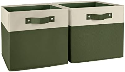 RiverRidge Two-Tone Folding Storage Bins - 2-pack of 10in Tall Olive Cubes by RiverRidgeHome